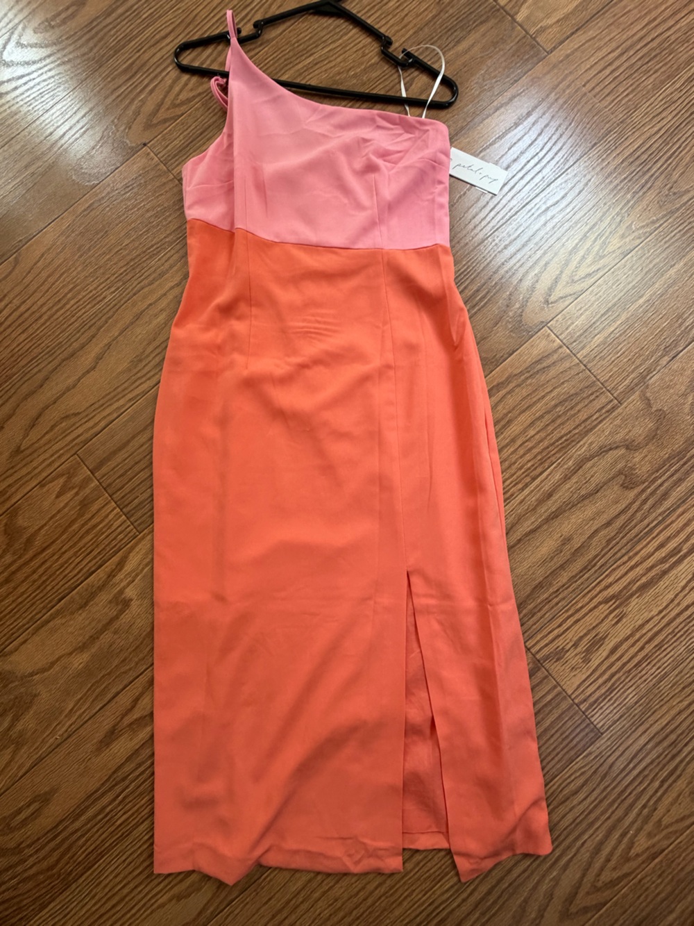 Petal & Pup Pink and Coral One-Shoulder Midi Dress